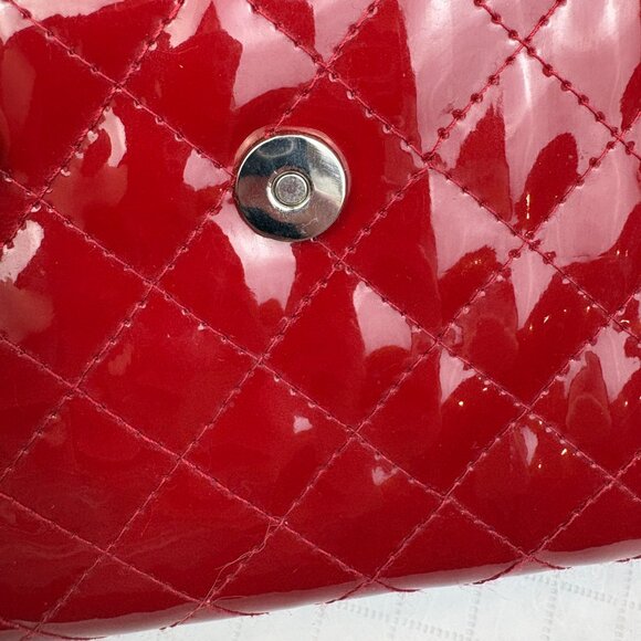 Aldo Red Quilted Patent Leather wallet / Wristlet Clutch - Picture 15 of 16